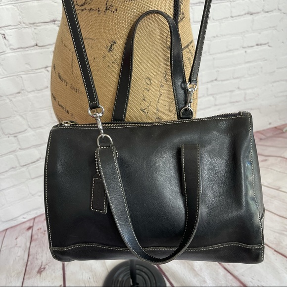 COACH Satchel Crossbody Doctor Satchel Bag Black Leather - Picture 5 of 11
